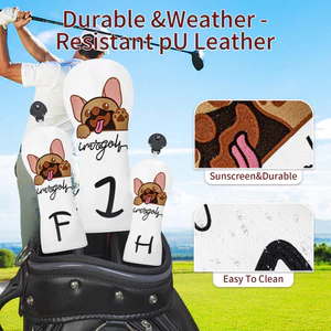Mới Câu Lạc Bộ Golf Vỏ Câu Lạc Bộ Bằng Gỗ Dễ Thương Họa Tiết Chó Con Bóng Đầu Vỏ Bảo Vệ Đầu Bao Da Đồ Chơi Golf