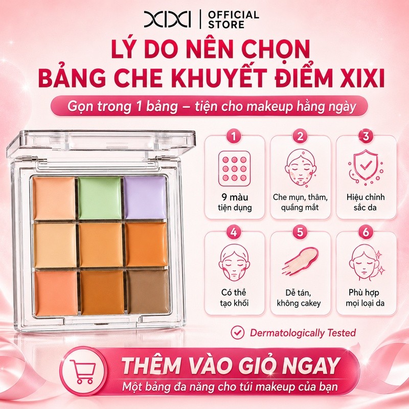 XIxi Qinrou Bảng Kem Che Khuyết Điểm: 9 Màu, Cân Bằng Che Dấu Mụn Quầng Thâm Trang Điểm Nội Địa D888