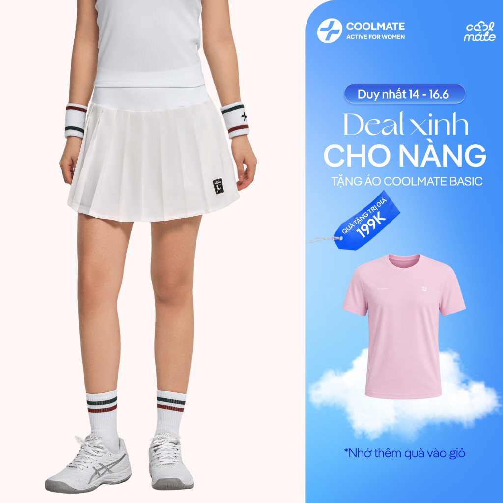 [MUA VÁY TẶNG ÁO] Váy xếp ly thể thao Pickleball Drive Shot co giãn tự nhiên, thoáng khí - Coolmate Active For Women