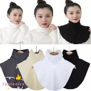 TOPTOOLCX Cổ Giả, Cổ Giả Co Giãn Cao Thời Trang, Khăn Che Cổ Cao Quấn Màu Trơn Đáy Trang Trí Cổ Ramadan Hijab Bao Nam Nữ