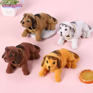 BORAGETE Đồ trang trí ô tô gật đầu Con chó con Quà tặng Trang trí tự động Lắc đầu Búp bê chó