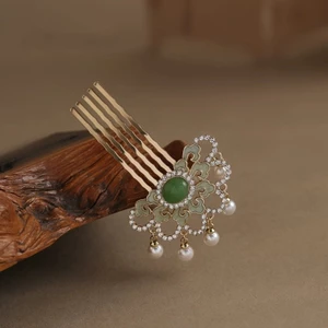 MAUROPOLI MAUROPOLI MAUROPOLI- Phong Cách Trung Quốc Bước Lắc Đĩa Kẹp Tóc Phong Cách Trung Quốc Ming Made Xiuhe Bước Lắc Ngọc Trai Cô Dâu Cưới Phụ Kiện Tóc Giả Nữ