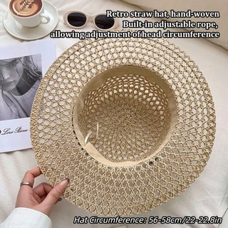 Mũ Rơm SAIA, Vành Rộng Chống Tia UV Mũ Chống Nắng Mùa Hè, Pháp Thoáng Khí Thanh Lịch Có Thể Điều Chỉnh Mũ Flat Top Cho Nữ
