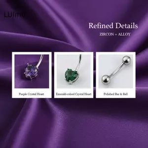LUImo Y2K Thẩm Mỹ Pha Lê Trái Tim Zircon Bụng Nút Nhẫn Không Dị Ứng Rốn Xuyên Trang Sức Cho Nữ Dự Tiệc Mặc SBS