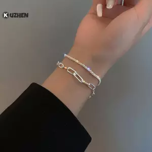KUZHEN Thép Không Gỉ Thời Trang Đơn Giản Sáng Bóng Dây Chuyền Vòng Tay Cho Nữ Tối Giản Có Thể Điều Chỉnh Quyến Rũ Vòng Tay Tiệc Cưới Trang Sức Quà Tặng HOT