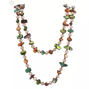 Vòng cổ dài AMLU, Vòng cổ cổ cổ Bohemian đính cườm, Vòng cổ hai lớp nhiều màu sắc cổ điển có thể xếp chồng lên nhau thời trang dành cho nữ