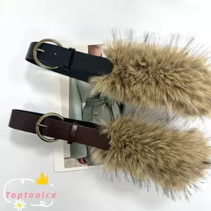 Thắt lưng lông thú giả TOPTOOLCX, Thắt lưng nối lông thú sang trọng phù hợp với mọi phong cách Punk, Thiết kế hợp thời trang cổ điển Thắt lưng Y2K Thời trang nữ