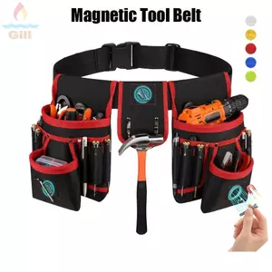 Thắt lưng dụng cụ từ tính GILL, Túi đựng dụng cụ vải 26 túi, Túi nam châm có thể điều chỉnh cấp công nghiệp hạng nặng chuyên nghiệp Xây dựng