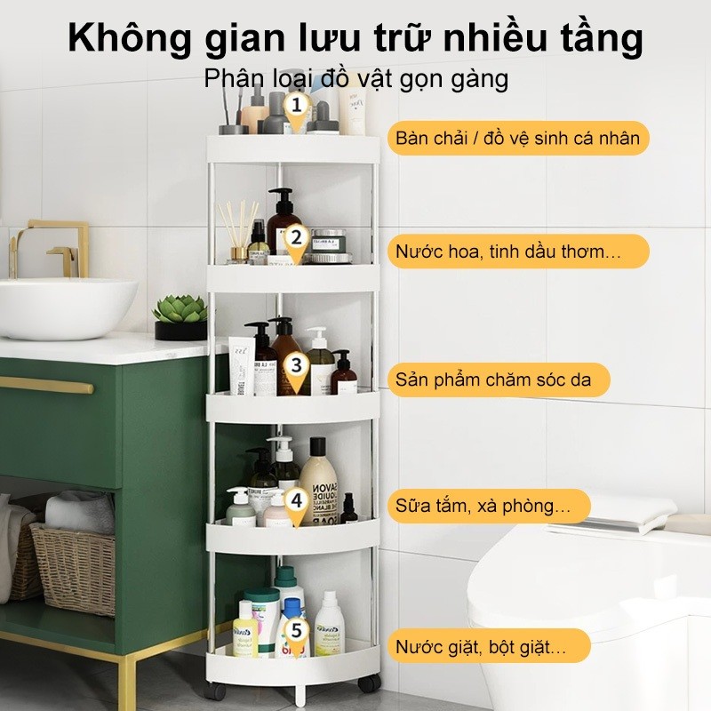𝐎𝐥𝐢𝐟𝐞 Kệ thông minh Tận dụng góc chết Có bánh xe Khung inox chống gỉ  chắc chắn chịu lực tốt Đa tầng phân loại