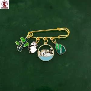 Panda Trâm Cài Với Thiết Kế Tre Huy Hiệu Hợp Kim Phong Cách Trung Hoa Cho Túi Phụ Kiện Quần Áo