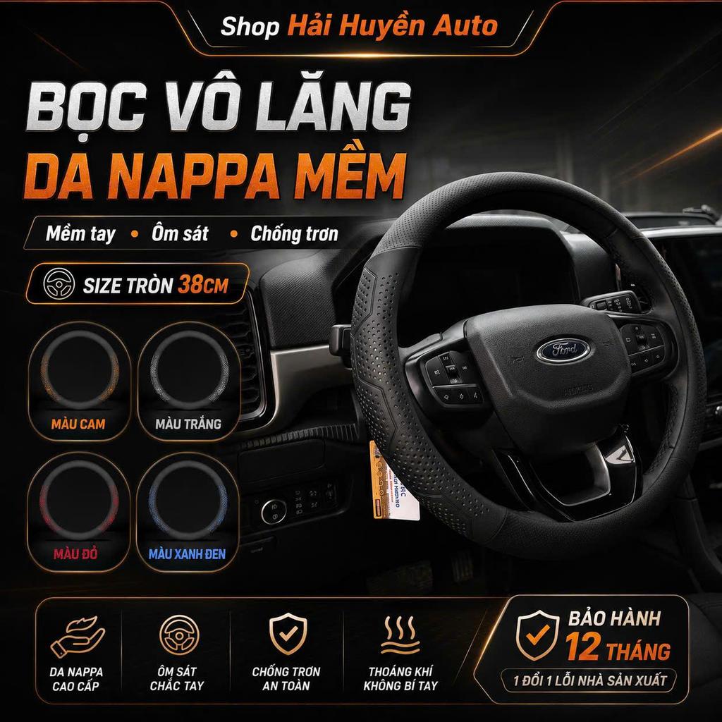 [DA MỀM] Bọc vô lăng da Nappa mềm cao cấp – thiết kế mỏng nhẹ ôm sát form cầm chắc tay không trơn trượt