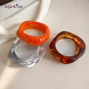 AqToCna 2025 Trang Sức Thời Trang Vintage Acrylic Hình Học Lớn Lắc Tay Không Đều Cho Nữ Hợp Thời Trang Nhựa Rộng Vòng Tay Vòng Tay AqToCna