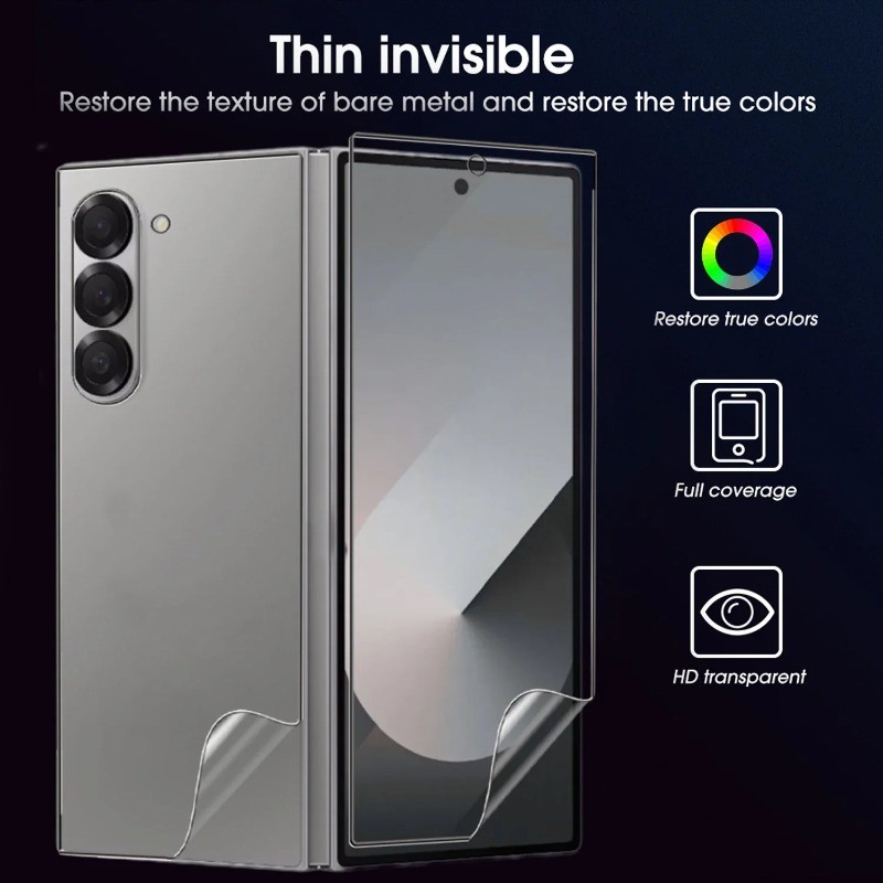 Miếng dán màn hình siêu mỏng 3 trong 1 cho Samsung Z Fold7/Fold6/Fold5/Fold4/Fold3/Fold2/Fold SE/Fold6 W26/Fold5 W24/Fold4 W24; điện thoại gập HD, phim Hydrogel mềm trong suốt; bảo vệ mặt trước/sau