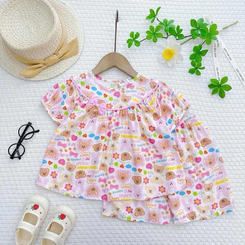 Hàng Mới Về KA190 Đồ Bộ Tole Lanh Khánh An Baby Cho Bé Gái Dáng Babydoll Size 8-42kg E12