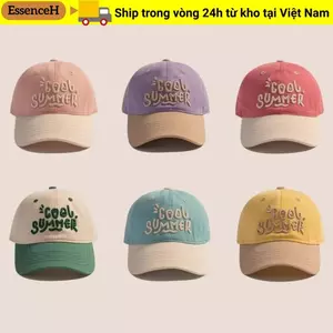 Mũ che nắng ESSENCEH, Mũ bóng chày thêu màu tương phản cho trẻ em, Mũ lưỡi vịt dễ thương cho bé trai bé gái 2-7 tuổi