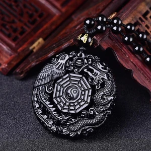 Mặt dây chuyền mặt dây chuyền Obsidian Dragon Phoenix