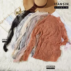 IFASIN Áo ren nữ, Áo sơ mi màu đen xuyên thấu Áo nữ, Áo sơ mi thêu hoa thời trang trong suốt dài tay áo lưới gợi cảm