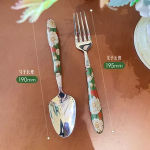 Thép không gỉ 304 Dĩa Bộ Cao Cấp Ánh Sáng Pháp Sang Trọng Thực Phẩm Phương Tây Bộ Đồ Ăn Sinh Viên Bộ Đồ Ăn Nĩa Thìa Di Động 6.24