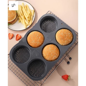 Chảo nướng bánh mì silicon cao cấp 6 món - Khuôn bánh mì tròn kiểu Pháp Dụng cụ nhà bếp phát hành dễ dàng