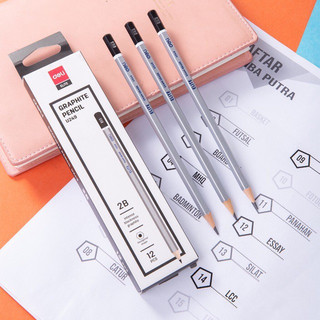 (Hộp 12 Cây) Bút Chì 2B Cao Cấp Lục Giác Deli U248 / U249 - Định Hình Tay Cầm, Định Vị