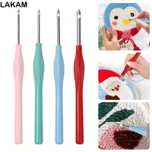 LAKAM 1 / 4 Bộ kim đục lỗ thêu, Khâu đính Bút thêu ma thuật thủ công DIY, 2.5 / 3 / 3.5 / 5.0mm Đầu Poking Dụng cụ chữ thập Bút thêu kim đục lỗ có thể điều chỉnh