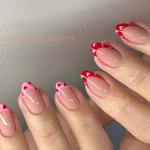 Móng Tay Giả Bóng Có Đầu Hồng & Đỏ Prevailing Tự Nhiên Nhìn Ấn Vào Bộ Móng Tay Cho Bạn Gái Vợ Nữ Và Bé Gái