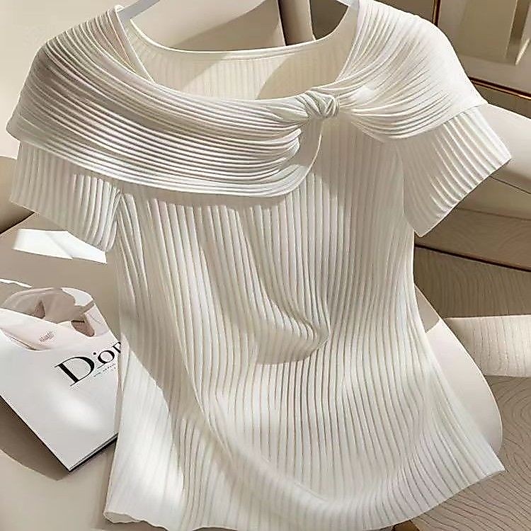 Áo thun dệt kim giản dị thời trang mới mùa hè dành cho nữ