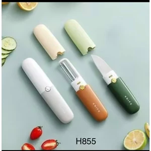 Nạo hoa quả hoa quả cầm tay mini (20 x 2.5cm) Dao gọt vỏ trái cây 2 trong 1 kèm đầu nạo củ khoai tây có nắp đậy cao cấp