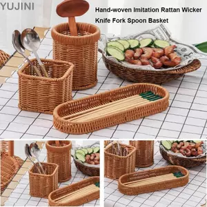 Giỏ đựng rau củ quả bánh mì YUJINI, độ cứng 7 kiểu mây dệt Giỏ phục vụ, Giỏ mây gia dụng dệt tay Nhà hàng phục vụ màn hình để bàn