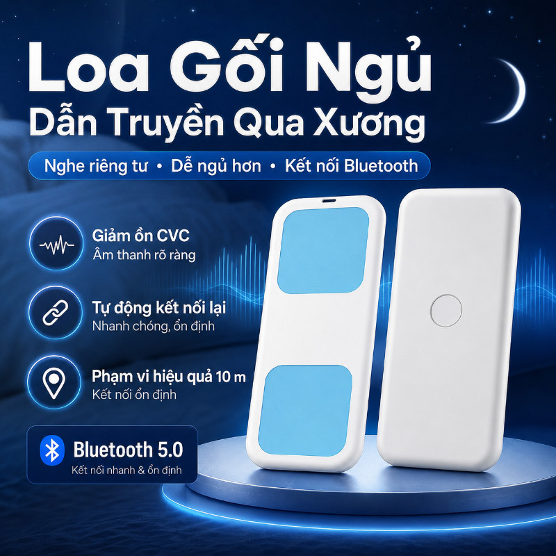 Loa Ngủ Thông Minh Dẫn Truyền Xương - Pin Siêu Bền,  Âm Thanh Nhỏ Riêng Tư, Hoàn Hảo Cho Giấc Ngủ Sâu & Du Lịch
