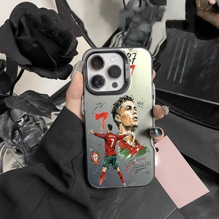 Ốp lưng iPhone Bồ Đào Nha họa tiết Ronaldo phủ kim loại IMD iP 17 16 15 14 13 12 11 Pro Max Plus X Max 7 8 Plus Air