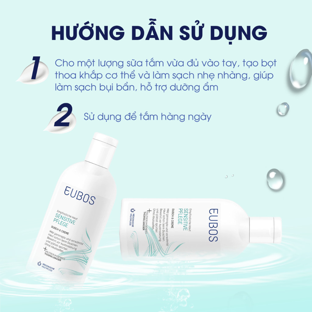 Sữa Tắm Cho Da Khô, Nhạy Cảm EUBOS Sensitive Shower And Cream 200ml