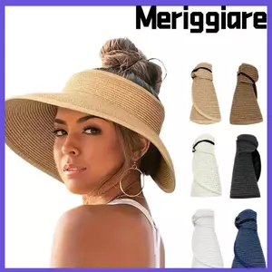 Mũ che nắng mùa hè MERIGGIARE, Mũ che nắng rỗng chống tia cực tím thoáng khí, Mũ che nắng rộng vành lớn thời trang có thể gập lại dành cho nữ