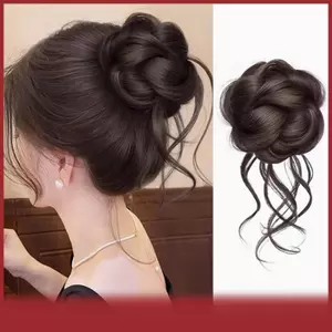 Cod tổng hợp Fluffy lộn xộn Bun Claw Clip xoăn sợi tóc mở rộng cho phụ nữ