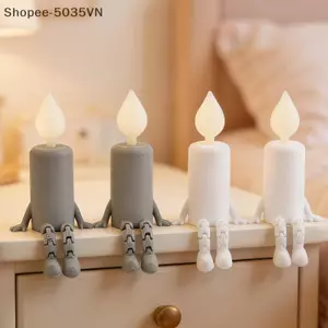 {AKIN} Hình nến phát sáng in 3D Tượng nến mô phỏng phát sáng trong bóng tối Đèn ngủ LED để trang trí bàn phòng ngủ gia đình trong nhà {a}