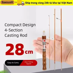 Cần câu quay ESSENCEH, Cần câu đúc quay điện UL, 2025 Carbon 1.4m 4 phần Cực câu cá bằng sợi carbon mùa đông