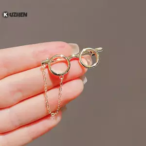 KUZHEN Sáng Tạo Kính Khung Kim Loại Trâm Cài Kính Mát sel Dây Xích Ve Áo Pin Hoạt Hình Bapa Quần Áo Huy Hiệu Corsage Trang Sức Thời Trang Quà Tặng HOT