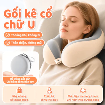 Gối Kê Cổ Chữ U TORO Gối Tựa Cổ Cao Cấp, Mềm Mại, Thoáng Khí, Giảm Đau Mỏi Cổ Vai Gáy Khi Di Chuyển