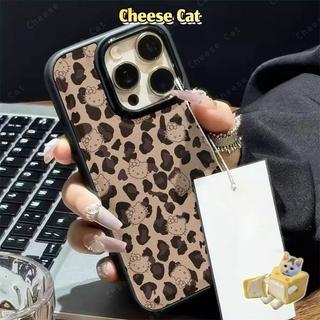 Ốp điện thoại da báo màu đen Kitty đen cho iPhone 13 14 15 16 17 Pro Max 12 11 17 Air Xs Max XR 8 7 Plus