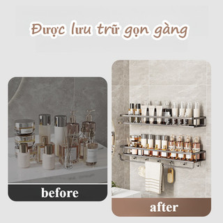 Kệ để đồ không cần khoan lỗ,Giá kệ treo quần áo / khăn tắm trong phòng tắm,Có thanh treo