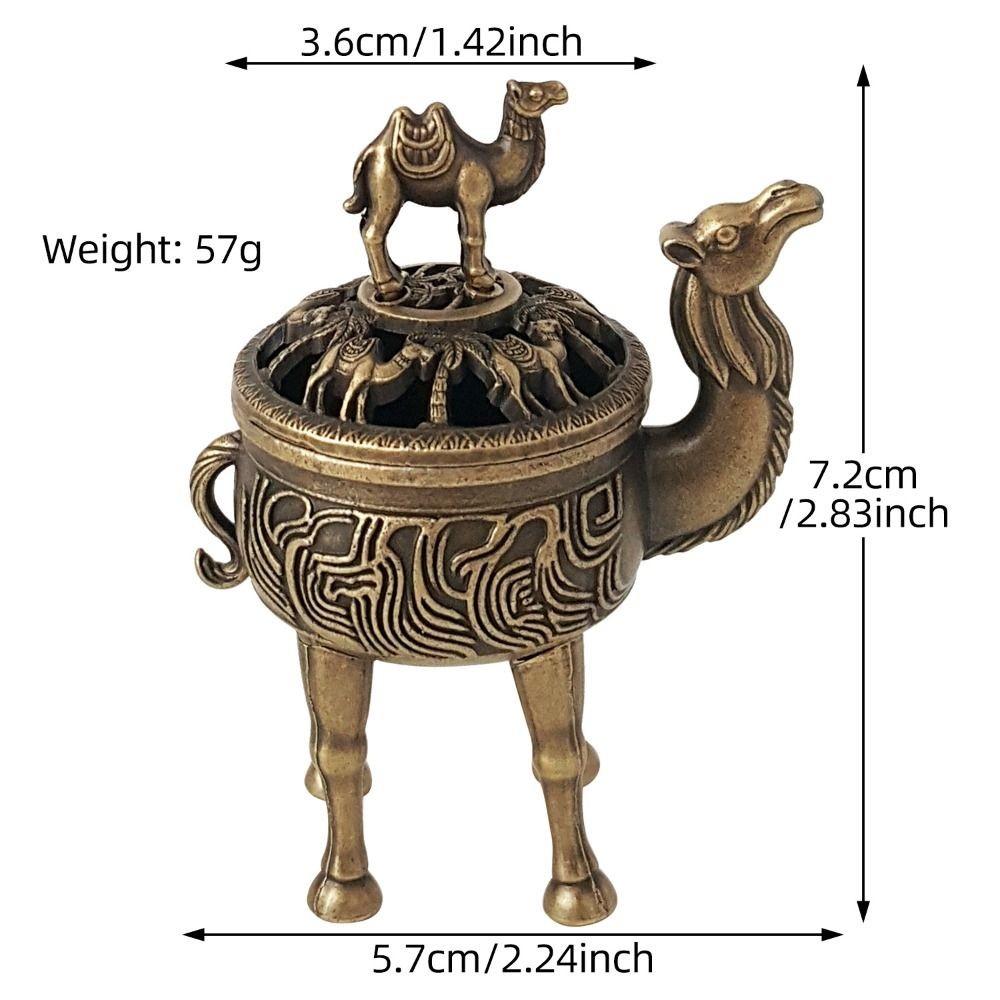 SHUPUN Camel Lư Hương, Giá Đỡ Hợp Kim Rỗng, Vintage Mini Bốn Chân Gỗ Đàn Hương Trang Trí Nhà Cửa