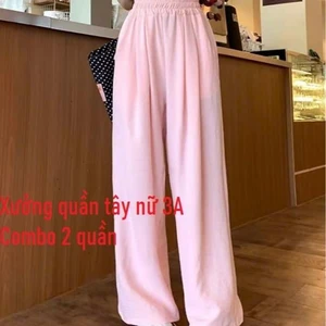 Quần ống suông chất liệu đũi hoạ tiết vân mây, có túi 2 bên