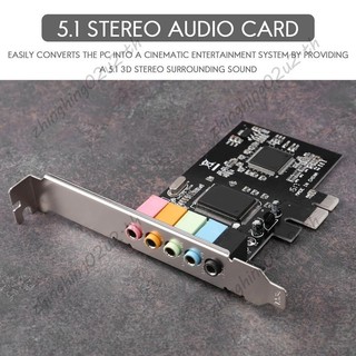 Card âm thanh PCIe 5.1, Card âm thanh 3D vòm PCI Express cho PC có hiệu suất âm thanh trực tiếp cao & Giá đỡ cấu hình thấp