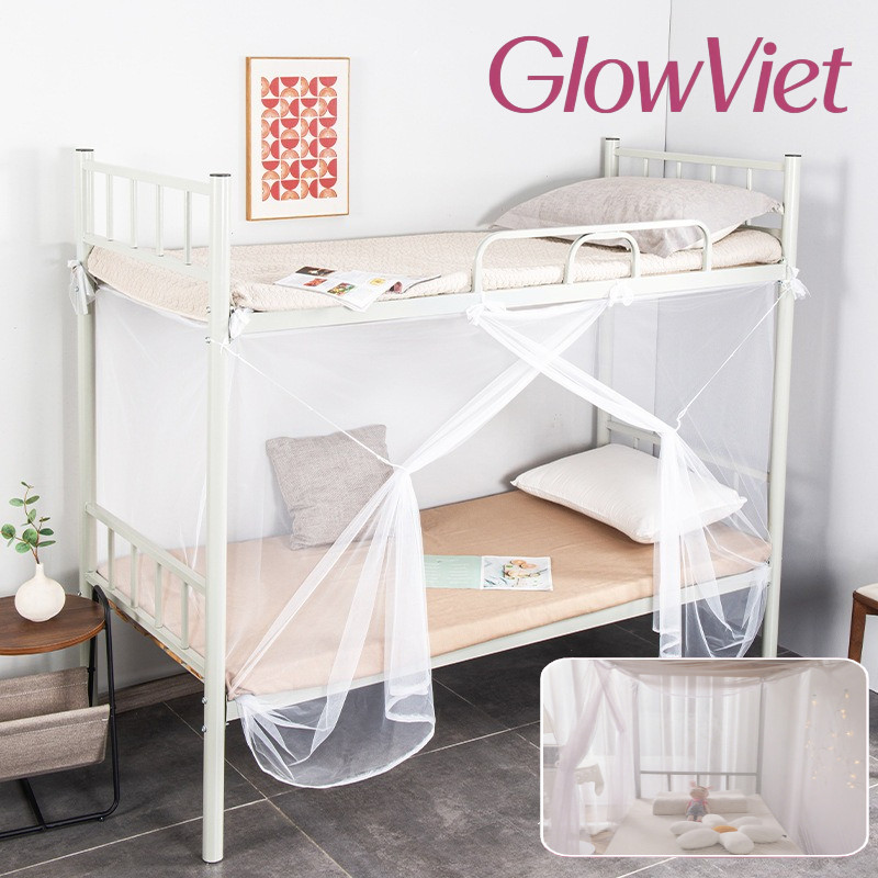 Màn Tuyn Mắc 4 Góc - Vải Dày Chống Muỗi, Có Cửa, Đa Kích Thước, Lý Tưởng Cho Ký Túc Xá Sinh Viên