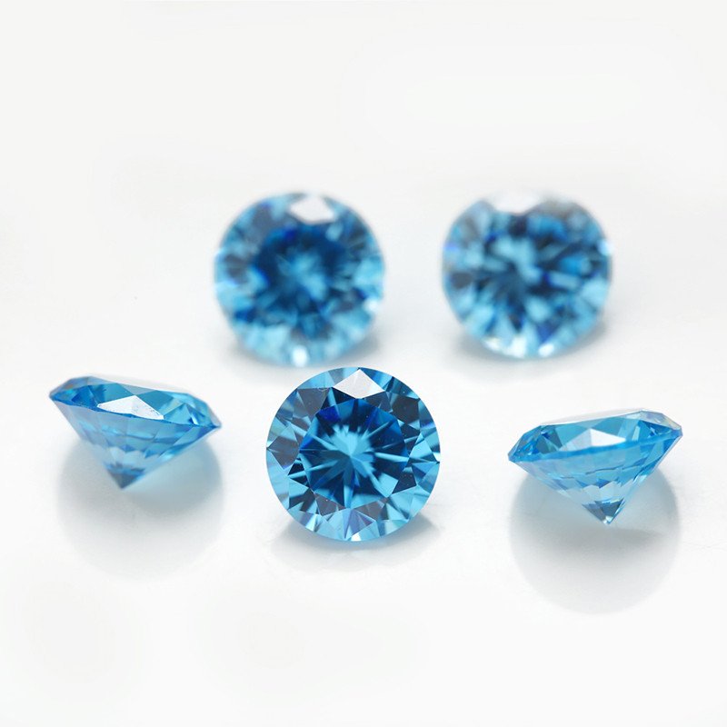 Biển xanh cắt hình tròn từ 15 đến 30 viên từ 3.25 mm đến 10 mm, cubic zirconia, phù hợp làm trang sức DIY