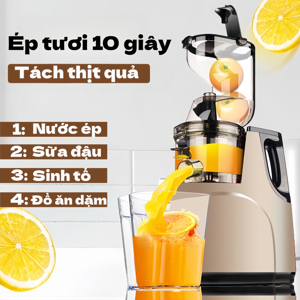 ​​Máy Ép Tách Bã Gia Đình - Ép Trái Cây Rau Củ, Làm Sữa Đậu & Đồ Ăn Dặm, Miệng Rộng Không Cần Cắt, Lọc Tự Động​​