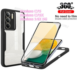 360 Full Cover Realme C75 C75X 14X 5G Chống Sốc Acrylic Trong Suốt Mặt Trước Mặt Sau Bảo Vệ Hai Mặt Vỏ Điện Thoại Cứng Realme C75 X