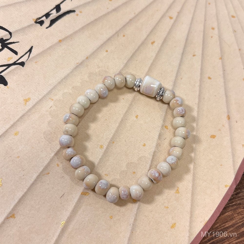 Vòng tay gốm handmade màu kem, thiết kế độc đáo và thời trang