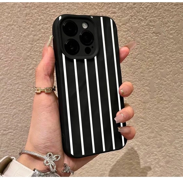 Sọc dọc màu đen trắng đơn giản Thích hợp cho iPhone15PROMAX Vỏ điện thoại Apple 14 Chống sốc 11 / 12 Bao gồm tất cả 13 Nữ X EF0E