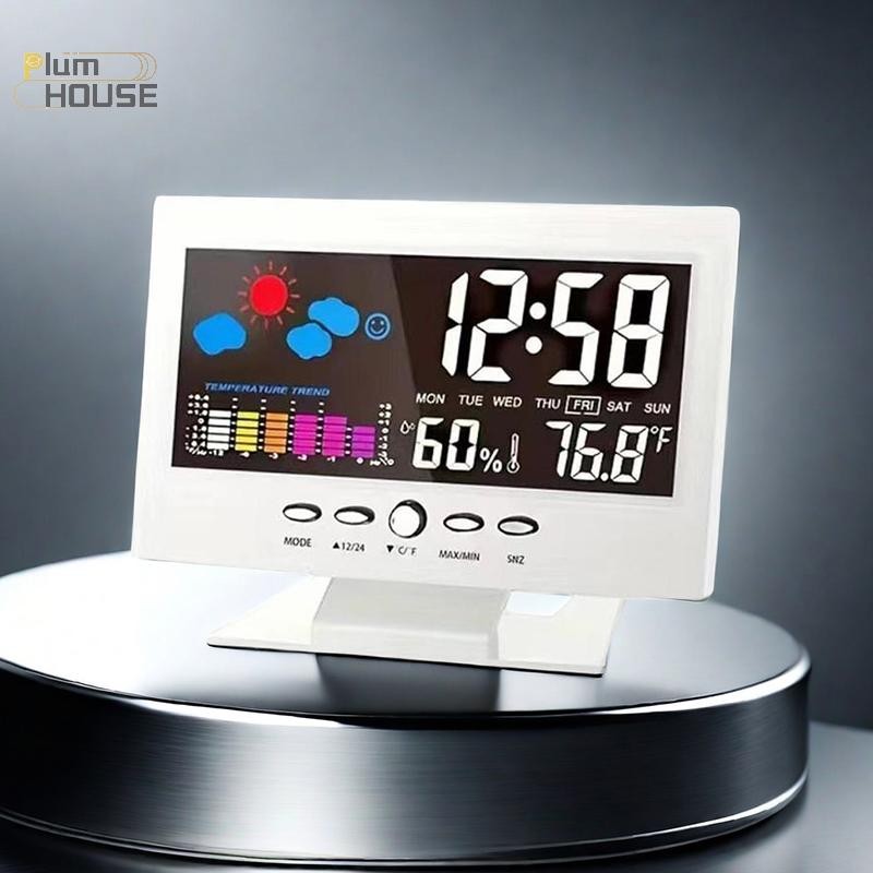 PlumHOUSE Trạm thời tiết kỹ thuật số Máy đo độ ẩm Nhiệt độ đầy màu sắc Đồng hồ độ ẩm Lịch báo thức Dự báo thời tiết VN